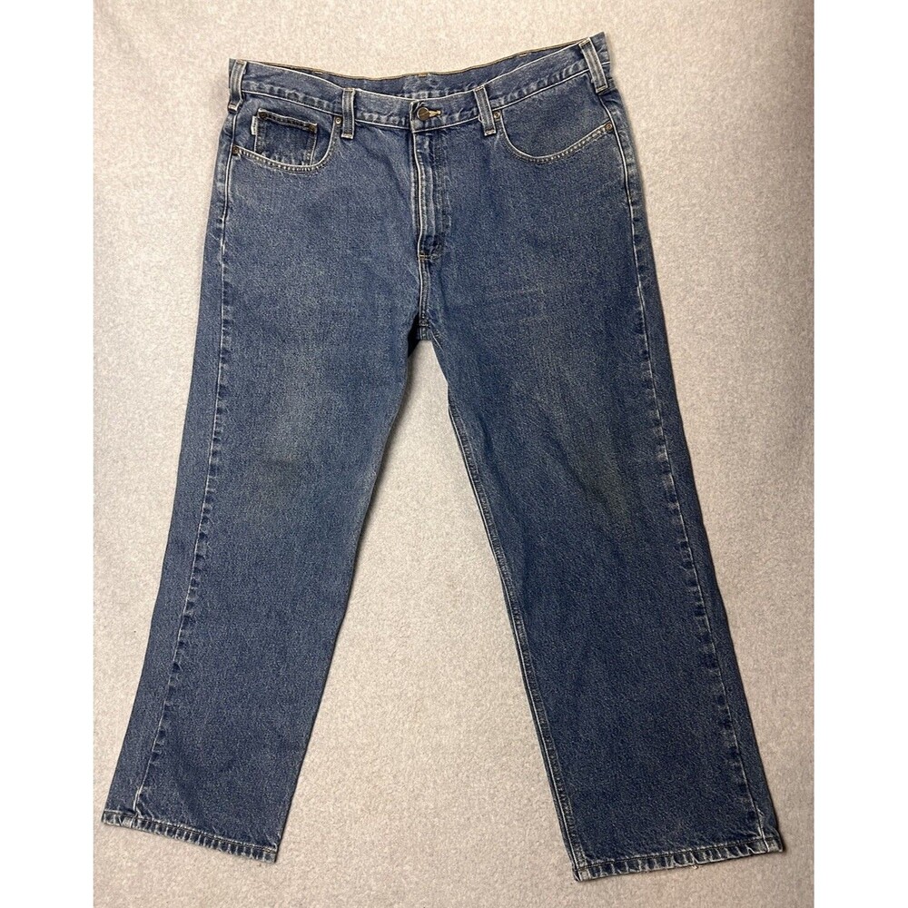 Carhartt Mens Jeans Straight Leg Size 42×30 Color Blue Medium Wash